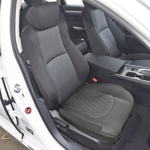 ramuel Universal Fit Leather Car Seat Covers for Cars Front Seat Cover Protector Seat Cushion Pad Mat Protect Edge Wrapping Anti-Slip for Most Cars, Pickup, Sedan, Truck, SUV (2pc Black) in Saudi Arabia
