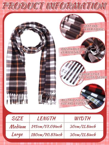 8 Pcs Kids Winter Scarf Buffalo Plaid Kids Scarves Christmas Warm Shawls Scarves Parent Child Scarf for Boys Girls in Kuwait