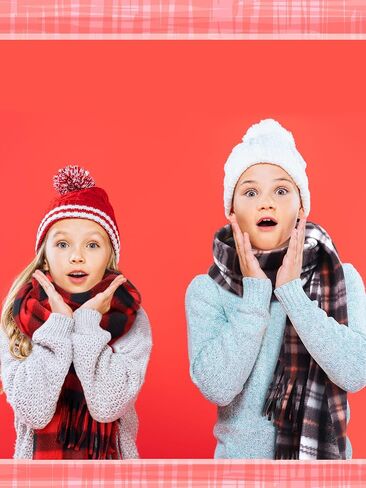 8 Pcs Kids Winter Scarf Buffalo Plaid Kids Scarves Christmas Warm Shawls Scarves Parent Child Scarf for Boys Girls in Kuwait