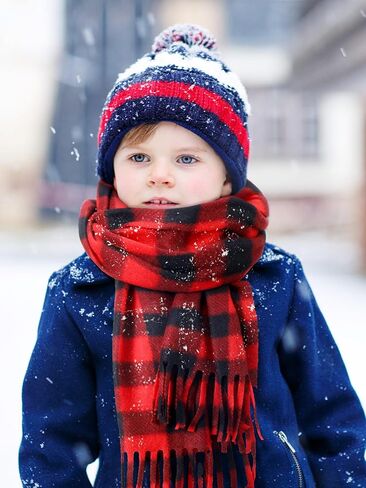 8 Pcs Kids Winter Scarf Buffalo Plaid Kids Scarves Christmas Warm Shawls Scarves Parent Child Scarf for Boys Girls in Kuwait
