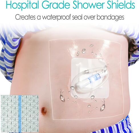 Shower Protector Dialysis Catheter Shower Cover Pd Catheter Shower Shields Dialysis Port Waterproof Picc Line Patch Wound Bandage for Showering 8"x8" 50 Pack in Saudi Arabia