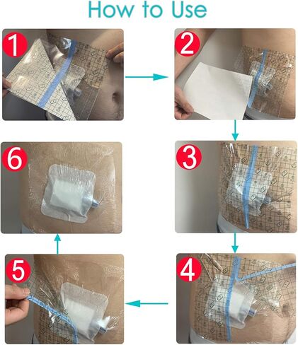 Shower Protector Dialysis Catheter Shower Cover Pd Catheter Shower Shields Dialysis Port Waterproof Picc Line Patch Wound Bandage for Showering 8"x8" 50 Pack in Saudi Arabia