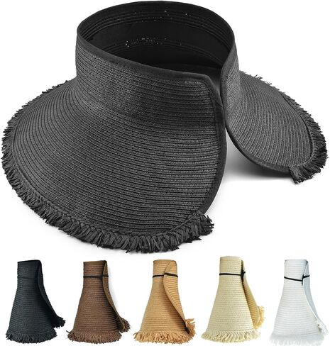 EINSKEY Women's Wide Brim Sun Visor Packable Floppy Straw Hat UV Protection for Summer Beach Travel Golf Hiking in Kuwait