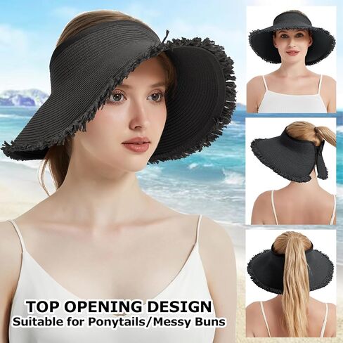 EINSKEY Women's Wide Brim Sun Visor Packable Floppy Straw Hat UV Protection for Summer Beach Travel Golf Hiking in Kuwait