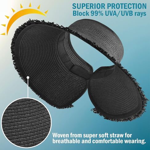 EINSKEY Women's Wide Brim Sun Visor Packable Floppy Straw Hat UV Protection for Summer Beach Travel Golf Hiking in Kuwait