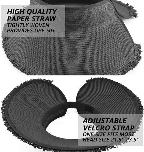 EINSKEY Women's Wide Brim Sun Visor Packable Floppy Straw Hat UV Protection for Summer Beach Travel Golf Hiking in Kuwait
