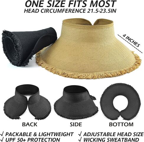 EINSKEY Women's Wide Brim Sun Visor Packable Floppy Straw Hat UV Protection for Summer Beach Travel Golf Hiking in Kuwait