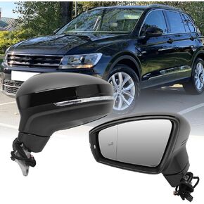 Left Driver Electric Side Mirror Compatible with Volkswagen Tiguan 2018 2019 2020 2021 2022 2023 with Signal Light Heated with Blind Spot Glass 8 Pins