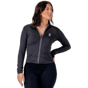 VIZSLA Women's Workout Zip Up Athletic Lightweight Jacket with Thumb Holes, Pocket