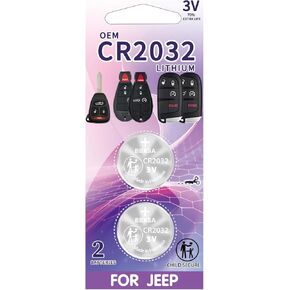 2 Pack Key Fob Replacement Batteries for Jeep Dodge Ram Chrysler Cherokee Caravan Town & Country Charger Compass Durango Challenger Journey Renegade Pacifica Patriot Remote Fobik Smart Key Batteries