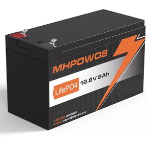 12V 8Ah LiFePO4 Battery, 3000+ Deep Cycles LiFePO4 Lithium Batteries Built-in 8A BMS, Perfect for Solar Battery Charger, Fish Finder, Power Wheels, LED Light, Toys, Off-Grid Applications