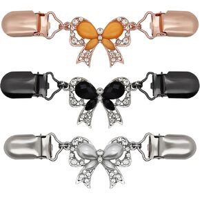 3 Pcs Cinch Clips Vintage Sweater Clips Dress Clips Back Cinch Elastic Shawl Cardigan Collar Clips Fit Dress Cinch Clip Pant Waist Tightener Clothes Clips for Women(Bows)