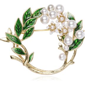 SHE'S FREE STYLE JUST FOR YOU Handmade Gardenia Brooches and Pins For Women, Enamel Flower Brooch Green Leaves Pins Hand Dripping Oil Jewelry Brooch Pins Fashion Garland Safety Pins