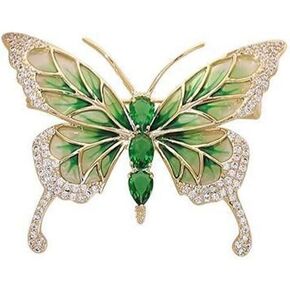 Vintage Rhinestone Butterfly Brooch Emerald Insect Brooch Crystal Butterfly Elegant Lapel Pin Dress Accessory Wedding Birthday Jewelry Gift