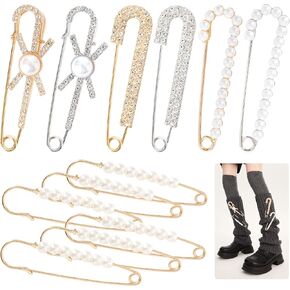 Gold Brooches Pins Charms for Socks: LOTOFUN Fashion 12,80,110PCS Rhinestone Pearl Bling Junk Sock Bulk Button - Decorative Safety Pins Brooch for Women Shoes Clothes Sweater Hat Pant