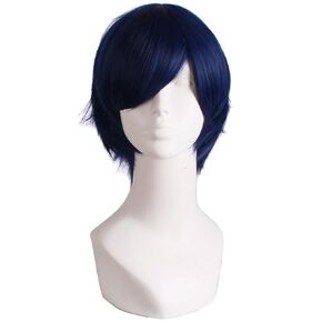 MapofBeauty 12 Inch / 30 cm Men Short Straight Wig Cosplay Costume Wig (Black)