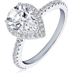 2CT Vintage Halo Moissanite Engagement Ring for Women D Color VVS1 Pear Shaped Wedding Rings Sterling Silver Promise Anniversary Ring