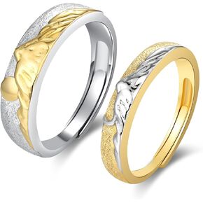 Cuoka Mountain Couple Ring 925 Sterling Silver Mountain Couple Promise Matching Ring Set,Nature Mountain Sun Moon Engagement Ring Jewelry for Him and Her Wife Husband