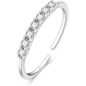 CHIC & ARTSY 925 Sterling Silver Rings Statement Rings for Women with Cubic Zirconia Comfort Fit Stacking Adjustable Rings Wedding Band Ring for Women Valentine's Jewelry Gifts for Women Gifts for Wife Mom