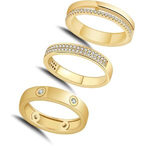 Rings for Women - Comfort Fit with Gold Rings Set - Elegant 14k Gold Plated Rings for Women Dainty Stacking Cubic Zirconia Thumb Rings Women Rings Set Jewelry Size 6-10