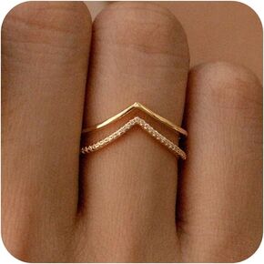 2PCS Gold Rings for Women 14k Gold Plated Stackable Thin Rings for Women Rings Non Tarnish Rings Aesthetic Jewelry Size for 6-10