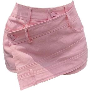 Large Women's A-line High Waist Irregular Wide Leg Pants Denim Skirt Pants Shorts