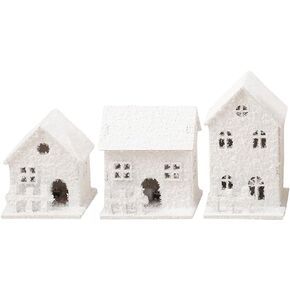 IMIKEYA 3pcs Christmas House Decor Christmas Village Accessories Christmas Snow Ornaments Cabin Lighted Christmas Village Houses Christmas White Houses Xmas Christmas Glowing House Wooden