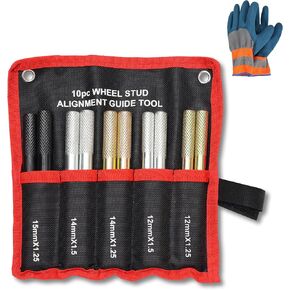 10PC Wheel Alignment Pin, Steel Alloy Wheel Hanger Alignment Pin Guide Tool, Wheel Lug Bolt Automotive Mechanic Tool M14x1.5/1.25, M12x1.5/1.25, M15*1.25