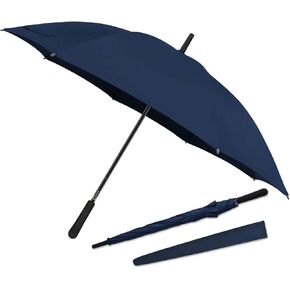 TOPULORS 43 In Long Stick Umbrella for Men and Women,Automatic Open, Double Strong Umbrella Bone for Outdoor Use-Purplish Blue（2 Pack）