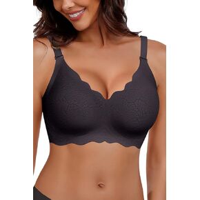 Wireless Seamless Bras for Women No Underwire Wavy V Neck Soft Support Full Coverage Comfortable Bra