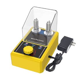 Spark Plug Tester 0 to 6000rpm Adjustable Spark Tester with Two Spark Plug Socket 100-240v with Protective Cover Ignition Tester Heat Resistance Spark Tester Automotive Tools for 14mm/16mm Spark Plug
