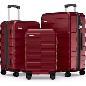 Luggage Sets 3 Piece Hardshell Expandable (3-YEARS VIP SERVICE) Lightweight Ultra Durable 100% PC Carry On Travel Suitcase with TSA Lock Spinner Wheels, Premium Black