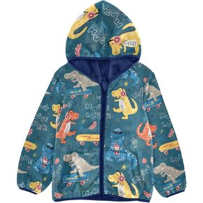 Boys Fleece Jacket Hooded Autumn Winter Long Sleeve Thick Warm Outerwear;3-10 Years Kids Cute Fuzzy Jacket
