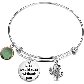 CHOORO Succulent Bracelet Cactus Lover Gift Life Would Succ Without You Bracelet Best Friend BFF Friendship Gift