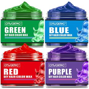 4 Colors Temporary Hair Color for Kids,Easter Basket Stuffers Teens Gifts,Girls,Boys,Gifts Kids,Temporary Hair Dye,Hair Color Spray Green Red Blue Purple Hair Dye Hair Wax Color,Instant Hair Color Wax
