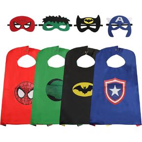 Superhero Capes Set for Kids, Hero Caps and Masks for 3-12 Year Old Boys and Girls, Cartoon Dress Up for Holiday Halloween, Costumes Party Supplies Christmas and Brithday Gifts.