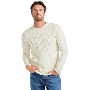 Aran Woollen Mills Eireann Unisex Traditional Aran Supersoft Cable Knit Sweater, 100% Supersoft Merino Wool, Made in Ireland