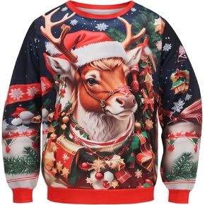 TOONRAIN Christmas Sweatshirt 3D Graphic Pullover Funny for Men Women Unisex Sweater