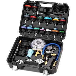 FOUR UNCLES Radiator Coolant Pressure Tester & Vacuum Refill Kit, 28-Piece Universal Cooling System Radiator Leak Tester Kit & Refiller