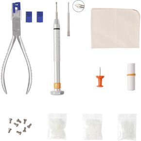Rimless Glasses Repair Tool Kit - Comes with a Plier, Two Pairs of Rubber Jaws, and Mounting Sleeves in 3 Sizes (1.4/1.5/1.6) - Suitable for Maintenance and Repair of Frameless Glasses