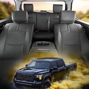 DiffCar® for Toyota Tundra Seat Covers 2022 2023 2024 2025, Full Set Leather Waterproof Black Seat Covers Custom Fit for Tundra Truck Accessories, Car Seat Protector for Toyota Tundra 2022-2024 2025