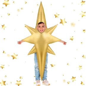 Xtinmee Gold Star Shaped Costume Star Costume Kids Nativity Costumes for Kids Christmas Nativity Scene Star Costumes Shining Christmas Costume Cosplay Outfits Birthday Party Props