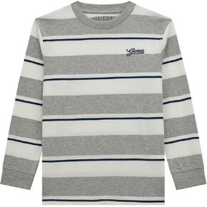 GUESS Boys' Long Sleeve Yarn Dye Striped Oversize T-Shirt