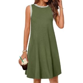 MEROKEETY Women's Casual Sleeveless Mini Sundress 2025 Summer Spring Crewneck Tank Loose Beach Short Dresses