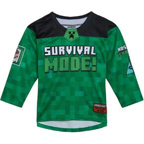 Minecraft Mesh Hockey Jersey Long Sleeve T-Shirt Little Kid to Big Sizes (4-18-20)