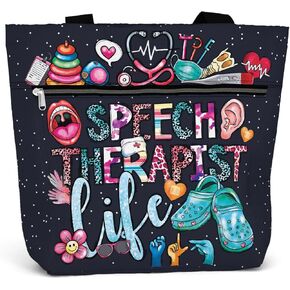 84hoods Large Waterproof Tote Bag with Pockets and Zipper for Work. Gift for Nurse. Shoulder Bag for Women.