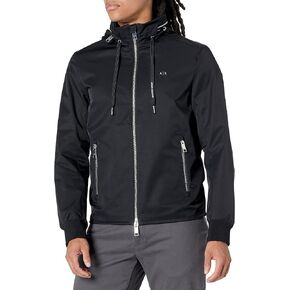 Armani Exchange Men's A|x Drawstring Cicle Logo Zip-up Nylon Jacket
