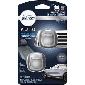 Febreze Car Vent Clip Air Freshener, Odor Eliminator for Up to 30 Days Freshness, 2 Clips (New Car)