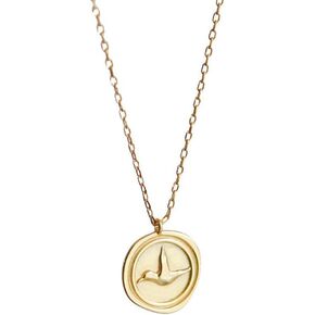 Embossed Bird Round Coin Necklace for Women Girls 925 Sterling Silver Vintage Disc Small Pendant Choker Necklace Swallow Peace Dove Animal Freedom Statement Jewelry Gift