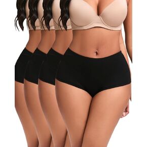 Women's Cotton Boy Shorts High Waisted Panties for women 4pack